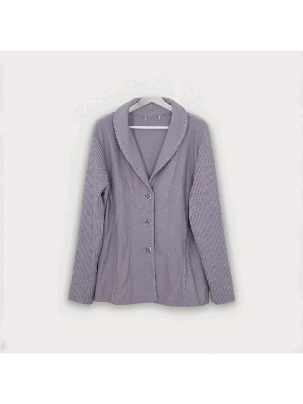 Vtg Spanner Cardigan Women XL Taupe Buttons LS Wool Luxury Timeless Grandmacore